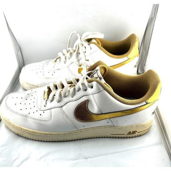 Nike Air Force 1 Low 2011 White Metallic Gold AF1 Sneakers 315122-145 Leather 14 - Picture 3 of 12